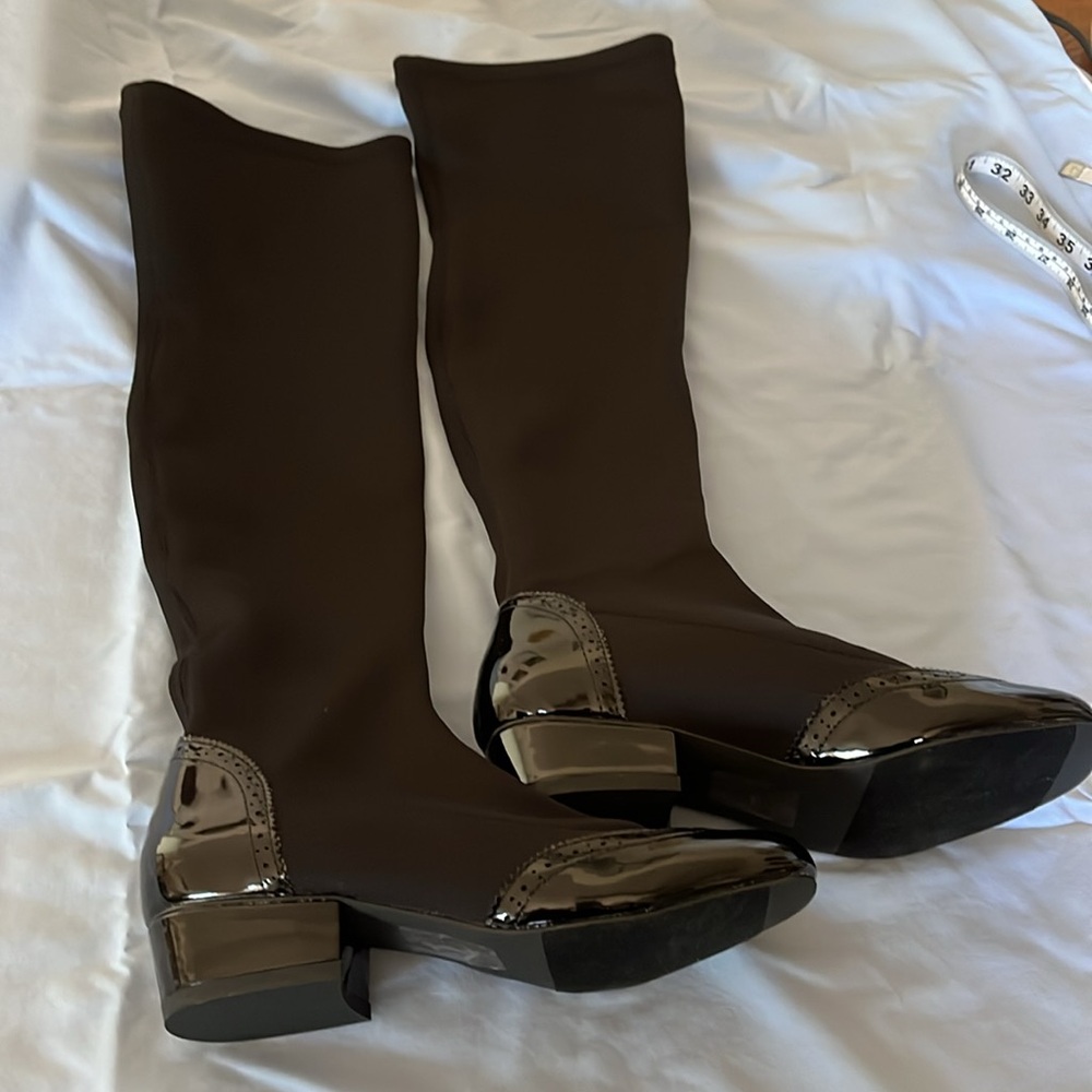 New in box over the knee soft patent/stretch fabric boots Size 7.